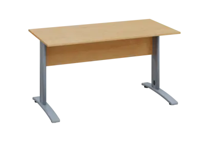 EPK 17 - 14  stůl kancelářský, kovová podnož stříbrná, deska 18 mm, široký 1400 mm, javor horský